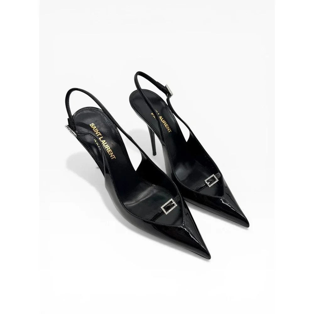 Saint Laurent Luna 105 Patent Leather Slingback Pumps $1,150 - Size 36 / US 6 - Picture 10 of 16